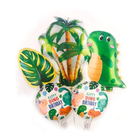 KIT BALÃO METALIZADO DINOSSAURO C/05 UNIDADES - 01 UNIDADE