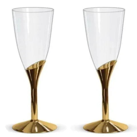 TAÇA CHAMPAGNE BASE DOURADA - 06 UNIDADES