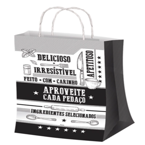 SACOLA M FRASES BRANCO E PRETO - 50 UNIDADES