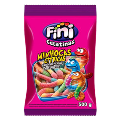 BALA DE GELATINA MINHOCAS CÍTRICAS 500G - 01 UNIDADE