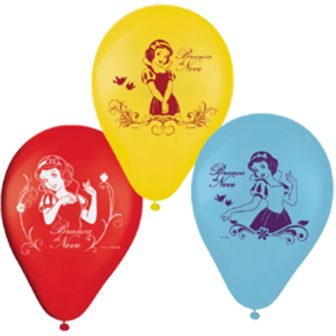 BALÃO DE LÁTEX REDONDO BRANCA DE NEVE 9APRO.23CM - 01 UNIDADE