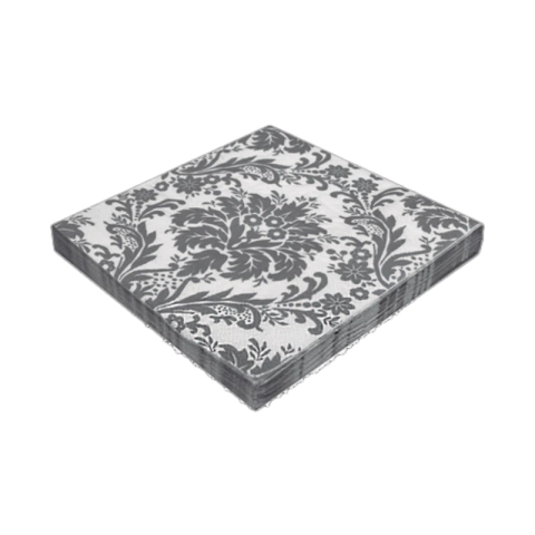 GUARDANAPO ESTAMPADO CINZA 32CM X 32CM - 20 UNIDADES