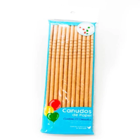 CANUDO DE PAPEL DOBRÁVEL LISO C/20 UNIDADES KRAFT - 01 UNIDADE