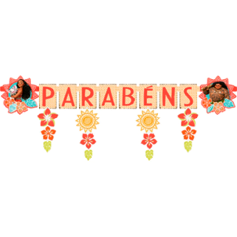 FAIXA PARABÉNS MOANA - 01 UNIDADE