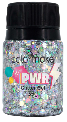 GLITTER GEL GLOW POWER 35G PRATA - 01 UNIDADE