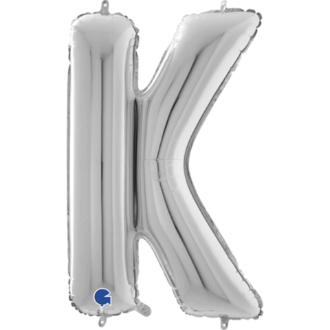 BALÃO METALIZADO LETRA K PRATA 26" - 01 UNIDADE