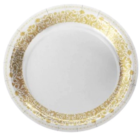 PRATO DE PAPEL ARABESCO OURO COM 08 UNIDADES - 01 UNIDADE