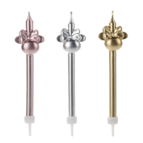 VELA PALITO MINNIE BIG METALIZADA ROSE/OURO/PRATA - 03 UNIDADES