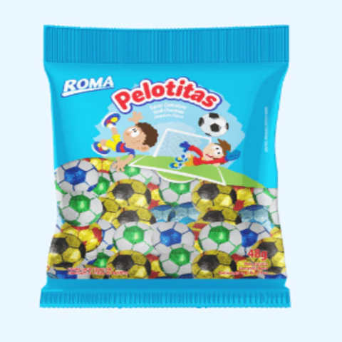 BOLINHAS DE FUTEBOL DE CHOCOLATE AO LEITE 48g - 01 UNIDADE