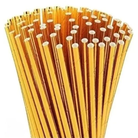 CANUDO METALIZADO OURO C/12 UNIDADES - 01 UNIDADE