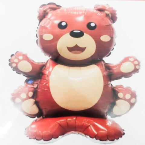 BALÃO METALIZADO COM BASE MINI URSO 58X42CM - 01 UNIDADE
