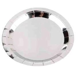 PRATO DE PAPEL REDONDO PRATA COM 08 UNIDADES - 01 UNIDADE