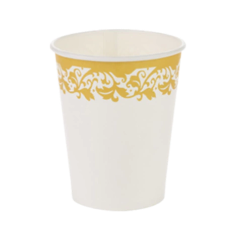 COPO PAPEL BORDA DOURADA 270ML - 10 UNIDADES