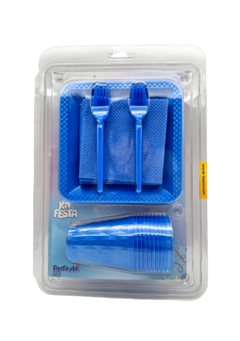 KIT FESTA QUADRADO AZUL NEON com 40 peças - 01 UNIDADE