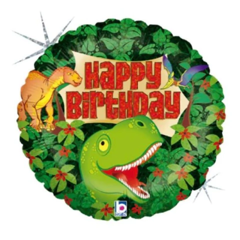 BALÃO METALIZADO DINOSSAUR BIRTHDAY 18 - 01 UNIDADES