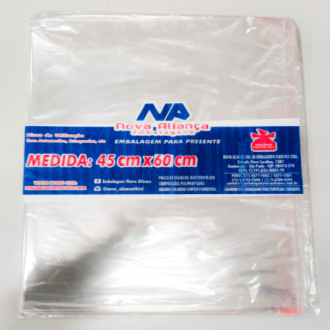 SACO ADESIVADO BOPP 45 X 60 CM C/25 - 01 UNIDADE