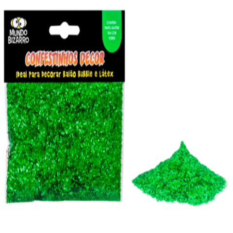 CONFETE DECORATIVO GLITTER VERDE 25G 01 UNIDADE