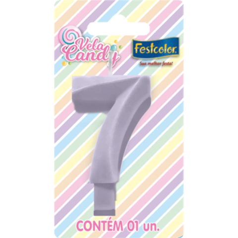 VELA CANDY LILÁS N 7 - 01 UNIDADE