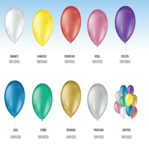 BALAO CINTILANTE 7" AMARELO C/50 UN.