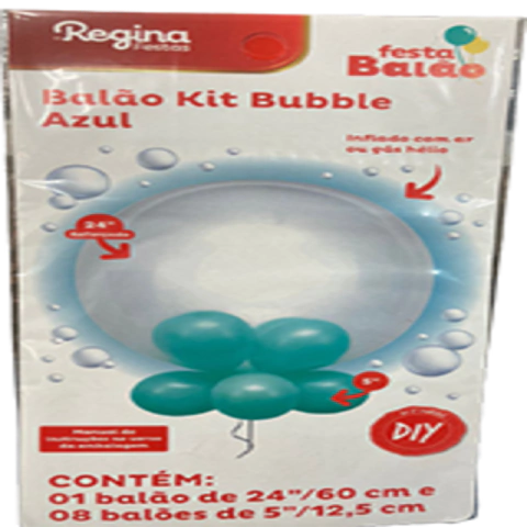 BALÃO KIT BUBBLE + LÁTEX AZUL 9PÇS - 01 UNIDADE