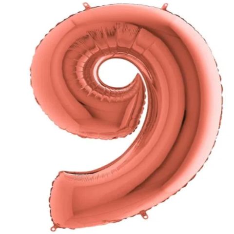 BALÃO METALIZADO NÚMERO 9 ROSE GOLD 40" - 01 UNIDADE