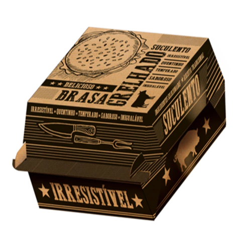 CAIXA PARA HAMBÚRGUER FRASES KRAFT - 50 UNIDADES