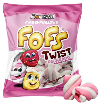 MARSHMALLOW FOFS TWIST RECHEADO IOGURTE MORANGO 220G - 01 UNIDADE