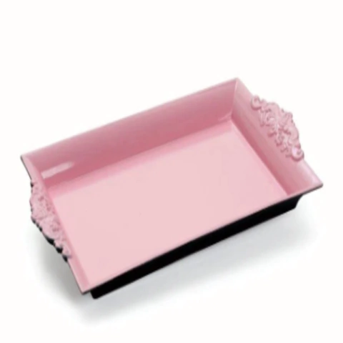 BANDEJA DECORATIVA PROVENCAL ROSA 32x18x3 - 01 UNIDADE