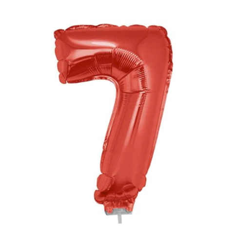 BALÃO METALIZADO DE VARETA NÚMERO 7 VERMELHO 16" - 01 UNIDADE