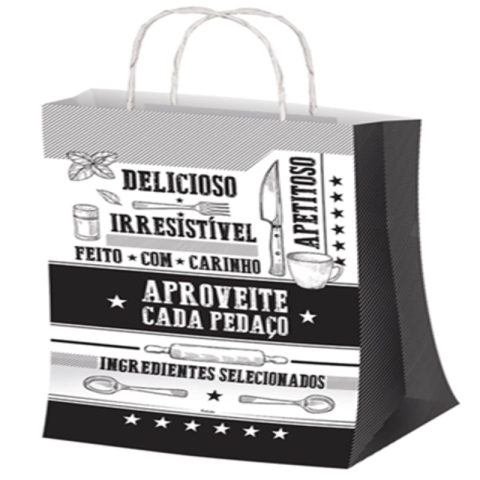 SACOLA P FRASES BRANCO E PRETO - 50 UNIDADES