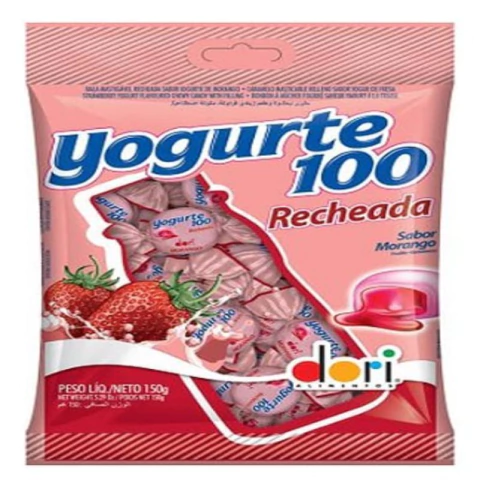 BALA DE YOGURTE SABOR MORANGO 100G - 01 UNIDADE