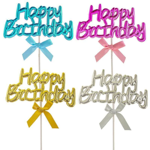 CAKE TOPPERS HAPPY BIRTHDAY PRATA - 01 UNIDADE