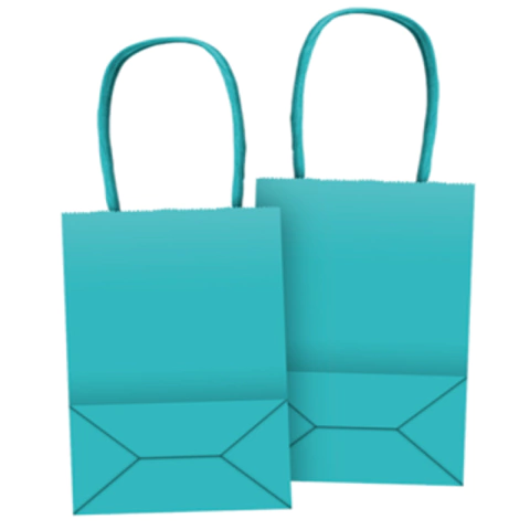 SACOLA DE PAPEL C/ ALÇA AZUL ÁGUA - 8 UNIDADES
