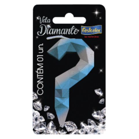 VELA DIAMANTE AZUL E PRATEADA N° ? - 01 UNIDADE