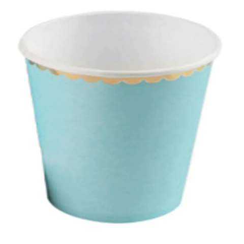 COPO PAPEL AZUL BEBÊ COM BORDA DOURADA C/10 UNIDADES - 01 UNIDADE
