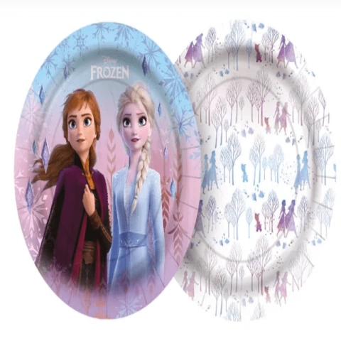 PRATO DE PAPEL REDONDO DISNEY FROZEN 18CM COM 12 UNIDADES - 01 UNIDADE