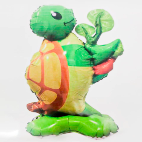 BALÃO METALIZADO COM BASE MINI TARTARUGA 64X38CM - 01 UNIDADE