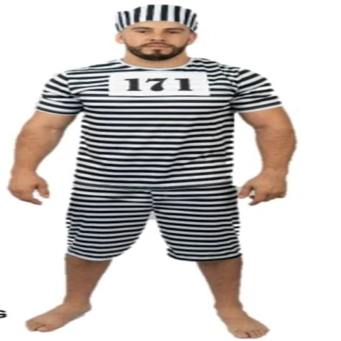 FANTASIA PRESIDIÁRIO BERMUDA ADULTO TAMANHO G - 01 UNIDADE