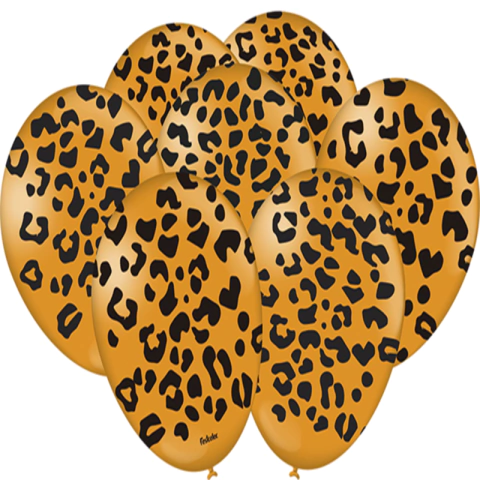 BALÃO REDONDO DE LÁTEX DECORADO ONCINHA 9" (APROX.22CM) - 25 UNIDADES