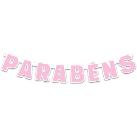 FAIXA PARABÉNS ROSA BEBÊ - 01 UNIDADE