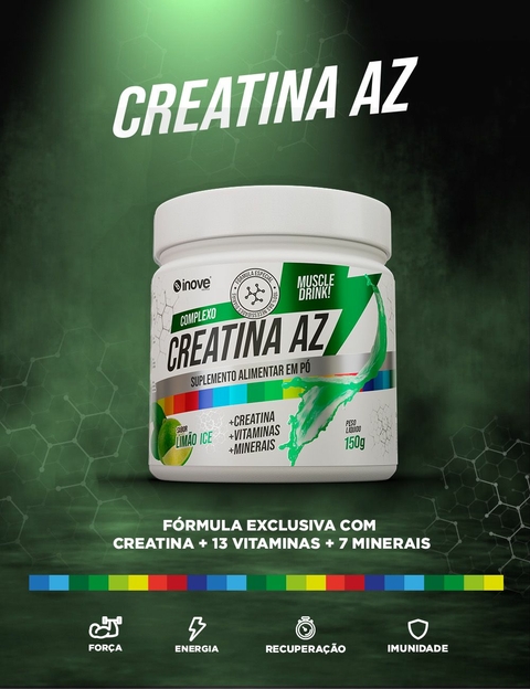 Creatina AZ - Com 13 Vitaminas + 7 Minerais - Sabor Limão - Inove Nutrition
