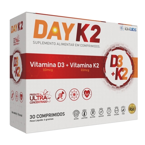 DAY K2 VITAMINA D3 + VITAMINA K2 IDN LABS - CAIXA 30 COMPRIMIDOS