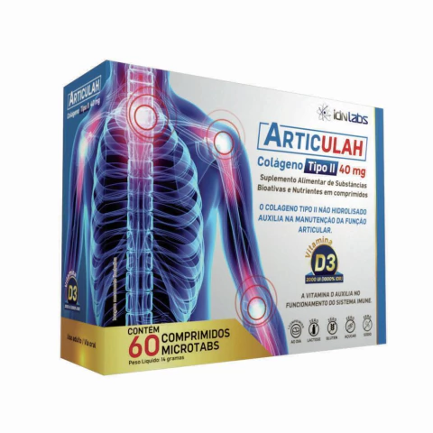 ARTICULAH COLÁGENO TIPO II + VITAMINA D3 IDN LABS – CAIXA COM 30 COMPRIMIDOS