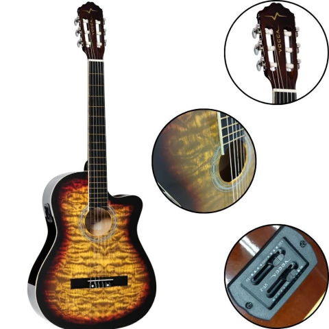 Violão VOGGA Náilon Elétrico COLOR VCE226NC YS Amarelo