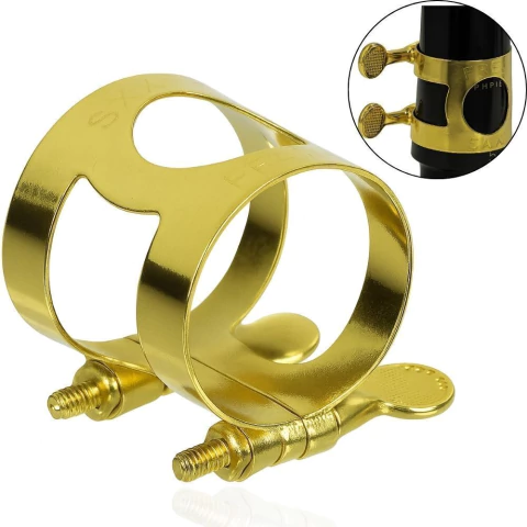 Abraçadeira em Metal FREESAX Sax Alto Boquilha de Massa BMAD Dourado