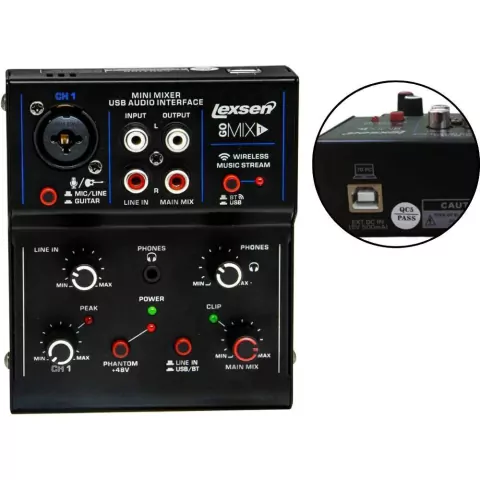 Mesa de Som LEXSEN Interface de Gravação USB e Bluetooth GOMIX1
