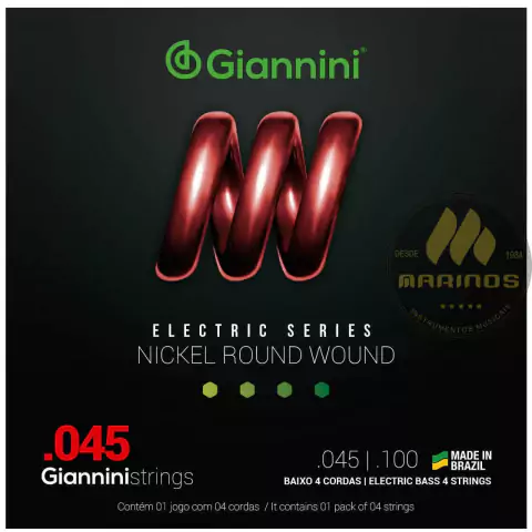 Encordoamento GIANNINI Contrabaixo 4 Cordas 045 GEEBRS4