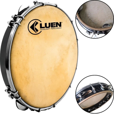 Pandeiro LUEN 11" Madeira Preta Pele Animal BRASIL 40053PT