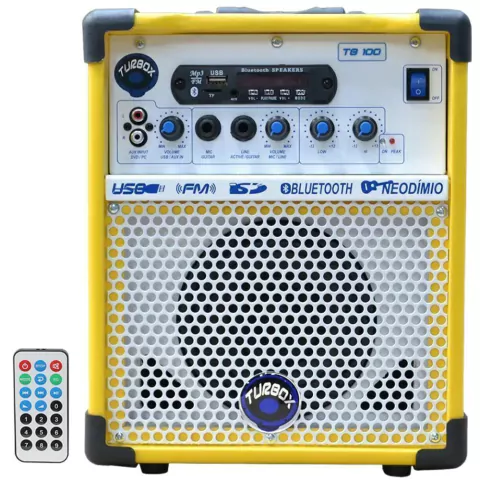 Caixa de Som LEACS Turbox Multiuso 5" 40W TB100 Bluetooth AMARELA