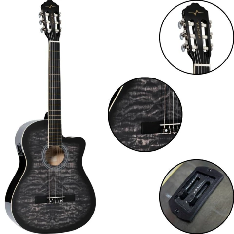 Violão VOGGA Náilon Elétrico COLOR VCE228NC GY Cinza